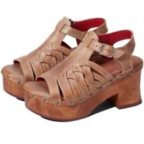 Bed Stu Brown Leather Platform Sandals Size 9 - Picture 2 of 5